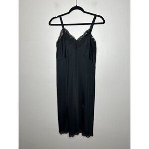 Gossard Artemis Vintage Black Nightgown Front Sleeveless Lace Women's Size 36 C